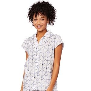 EUC The Cat's Pajamas Capri Pajama Top Anchor's Away Print Size Small